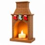 Cosy Christmas Fireplace with Stockings and LED Light 3D Image 3