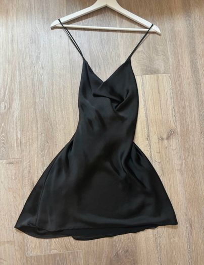 Zara black satin mini dress S