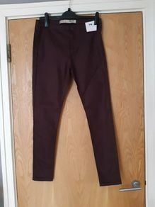 Primark  Burgundy Coated Trousers . S.12  B.N.W.T.