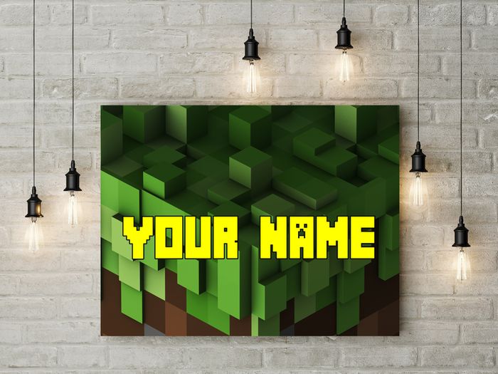 Personalised Minecrafter Wall 3mm foamex board printed picture with your Name on it minecraft wall board for kids room wall decor wall art picture