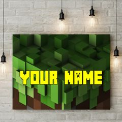Personalised Minecrafter Wall 3mm foamex board printed picture with your Name on it minecraft wall board for kids room wall decor wall art picture