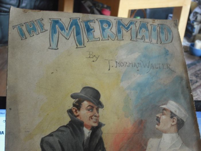a vintage water colour poster  for the mermaid ,by t,norman  walter