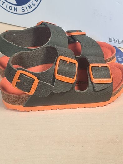 Birkenstock Milano Kids Sandals Desert Soil Green And Orange Size Uk 8.5 Eu 26 Brand New Boxed