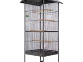 Bird Cage with Roof Black 66x66x155 cm Steel
