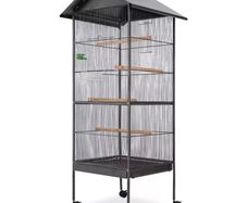 Bird Cage with Roof Black 66x66x155 cm Steel