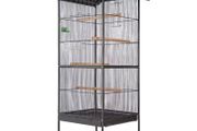 Bird Cage with Roof Grey 66x66x155 cm Steel