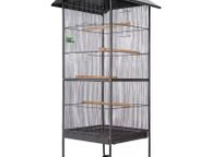 main image for ad Bird Cage with Roof Grey 66x66x155 cm Steel