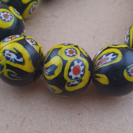 Antique Murano Style Millefiori Glass Beads Necklace 22 inches Strands