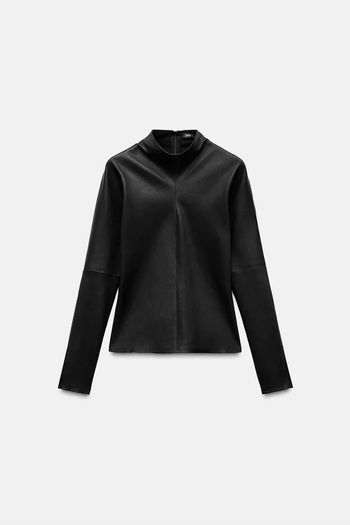 New Zara 100% Leather top ZW Collection