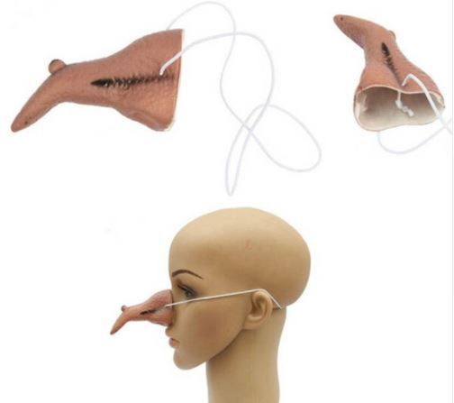 Fake Nose Halloween Costume/Red Mouth Mask/Nose & mouth mask/ black cut  out eye mask