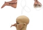 Fake Nose Halloween Costume/Red Mouth Mask/Nose & mouth mask/ black cut  out eye mask