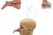 Fake Nose Halloween Costume/Red Mouth Mask/Nose &amp; mouth mask/ black cut  out eye mask