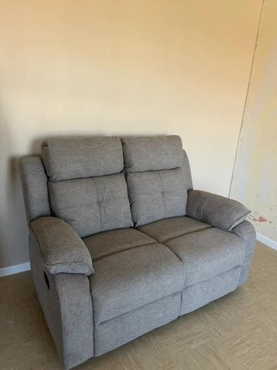 Hailey Biege & Slate Grey Fabric Recliner Sofa Set