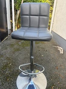 4x Grey Quilted Faux Leather Bar Stool - Adjustable Height