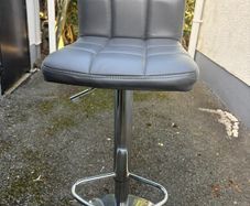 4x Grey Quilted Faux Leather Bar Stool - Adjustable Height