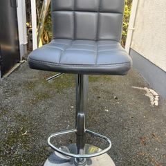 4x Grey Quilted Faux Leather Bar Stool - Adjustable Height