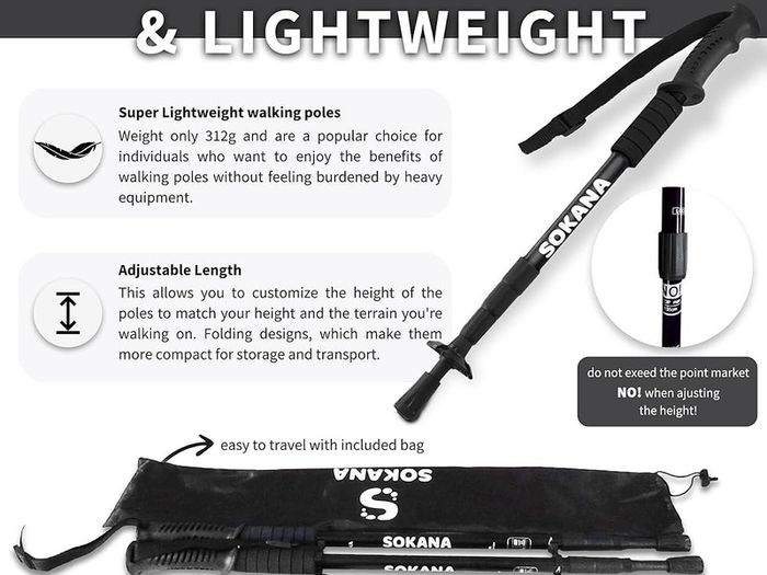 NEW SALE | Walking Poles 2 Pack Folding Walking Sticks for Men and Women | Lightweight Trekking Poles with Quick Lock System for Hiking Climbing Camping