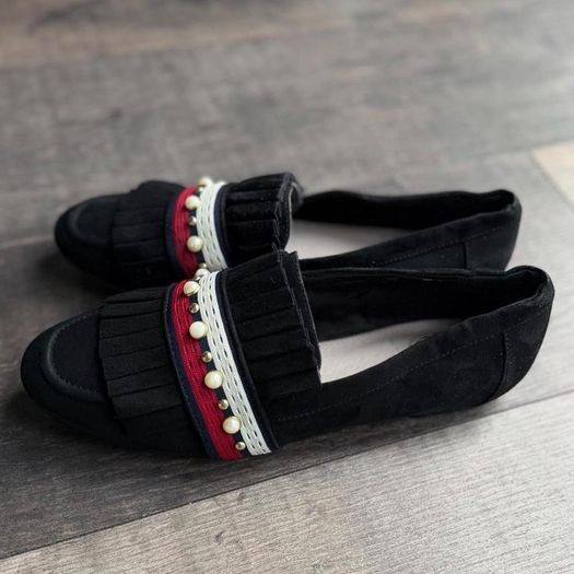 Kurt Geiger London 5/38 UK Black Suede Loafers Gives such a Gucci vibe