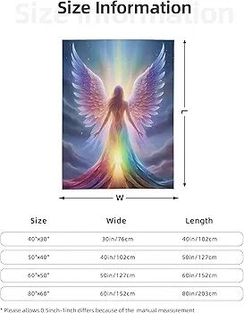 Soft Fleece Throw Blanket - 60x80 Inch Flannel Thick Fluffy Throw Blanket for Sofa Bed Couch or Chair, All Seasons Cozy Warm & Lightweight Blanket for Girls Kids Adults, Angel Pattern