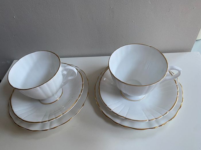 Regina China vintage elegant white  and gold  china trios