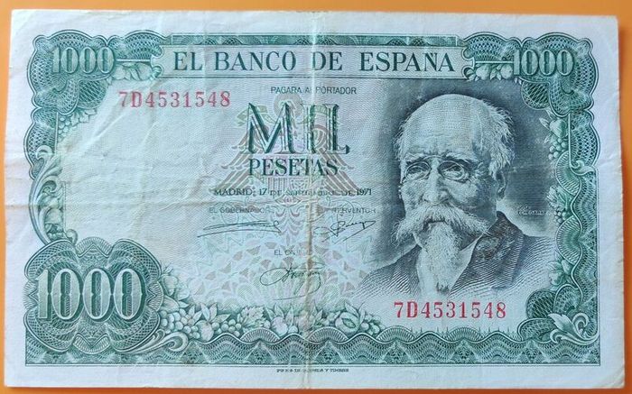 1971 Spain 1000 Pesetas
