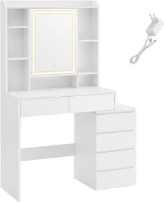 Dressing table with LED lighting and drawers