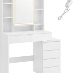 Dressing table with LED lighting and drawers