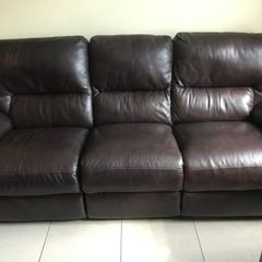 3 seater faux leather recliner couch + recliner chair
