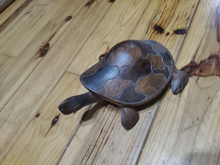 hand crafted wooden turtle
