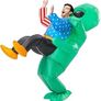 SEASONAL SALE Inflatable Alien Costume for Adult Green Alien Holding Human Costume Funny Halloween Blow up Costume Space Fancy Dress(Adult) Image 3