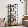 Bookcase 5 Tiers, Floor Standing Book Shelf, Wooden Shelf and Metal Frame Book Rack, Display Storage Rack Shelving Units for Living Room, Home Office - Rustic Brown Bookshelf MULTIPLE COLOURS AVAILABLE (FREE POSTAGE) Image 7