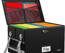 File Box with Lock,Fireproof Document Box with Handle and Zipper,Collapsible File Organiser