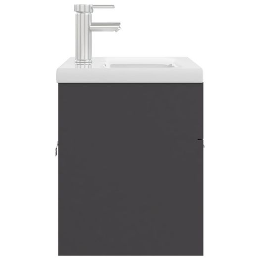 Sink Cabinet with Built-in Basin Grey Chipboard