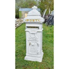 Cast Iron Pillar Post box White CH R 1702B W