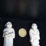 Antique Chinese Hand Carved Scholar Figures Signed Pair Image 7
