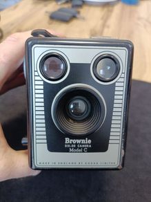 Vintage Kodak Brownie Six-20 Model C Camera with case - 1950s