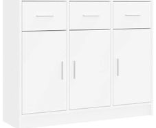 Sideboard White 91x28x75 cm Engineered Wood