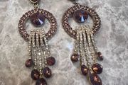 Gold and Bronze Crystal Costume Earrings