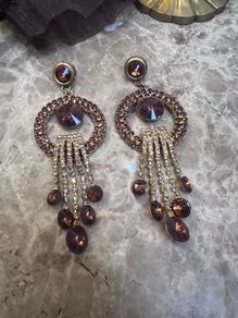 Gold and Bronze Crystal Costume Earrings