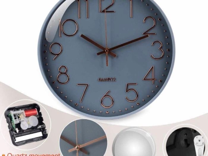 Wall Clock Battery Operated Silent Non-ticking Wall Clock 12 Inch Modern Quartz Design