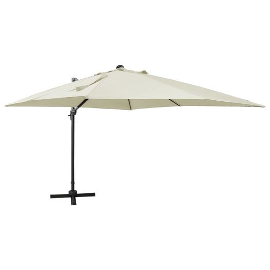 Cantilever Umbrella with Pole and LED Lights Sand 300 cm