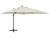 Cantilever Umbrella with Pole and LED Lights Sand 300 cm
