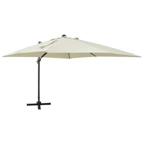 Cantilever Umbrella with Pole and LED Lights Sand 300 cm