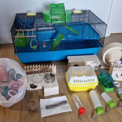 large hamster cage with accessories