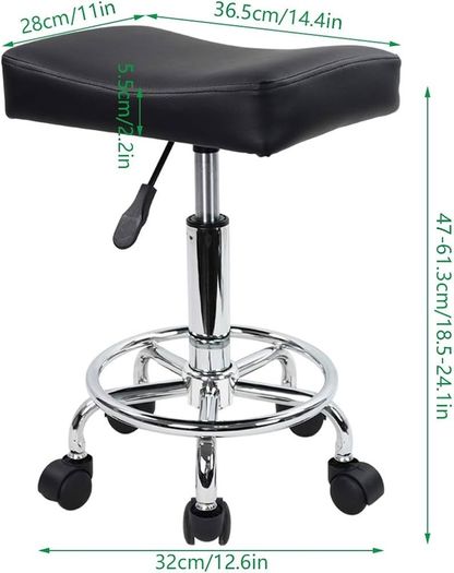 NEW SALE | Square Rolling Stool PU Leather Height Adjustable Swivel Massage SPA Salon Stools Task Chair with Wheels