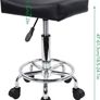 NEW SALE | Square Rolling Stool PU Leather Height Adjustable Swivel Massage SPA Salon Stools Task Chair with Wheels Image 4