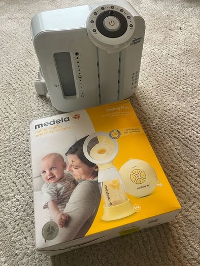 Medela Swing pump and Tommy Tippee bottle maker