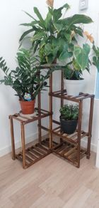Plant Corner Stand 6 Tier Wood Shelf Indoor Outdoor Garden Patio Displaying Shelves Rack for Flowers Succulents Planter Pots