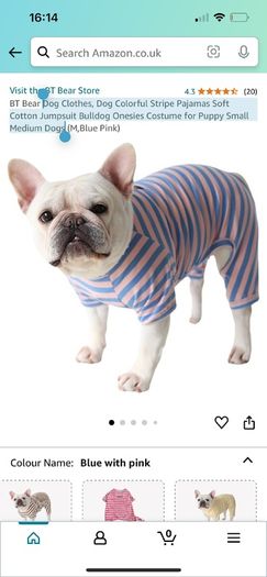 Dog Clothes, Dog Colorful Stripe Pajamas Soft Cotton Jumpsuit Bulldog Onesies Costume for Puppy Small Medium Dogs