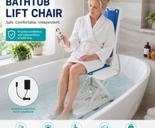 Electric Bath Lift Chair for Elderly  Height Adjustable, Waterproof Bath Seat Lift with Remote Control, 140kg Capacity, Reclining Backrest